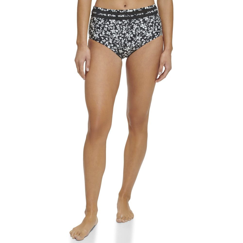 Tommy Hilfiger Women's High Waisted Full Coverage Bikini Bottom, Black, XS